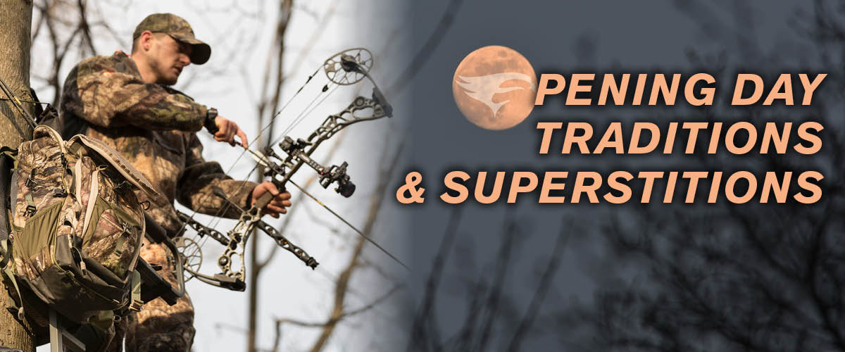 Archery Season Traditions and Superstitions, Bowhunter in treestand, bowhunting traditions and superstitions